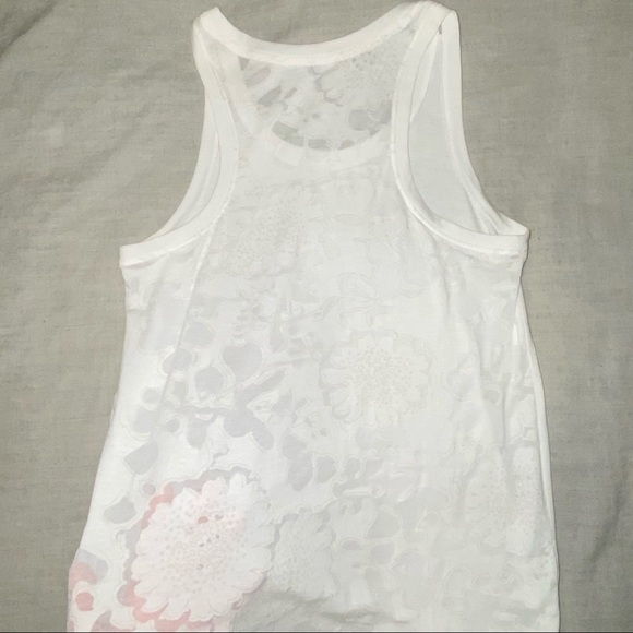 Gap white tank top. sheer floral racer back. - Picture 2 of 5